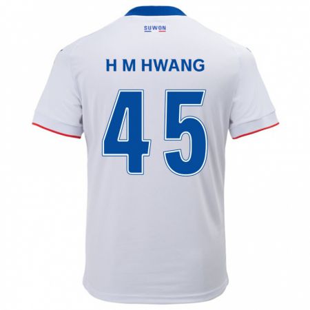 Kandiny Gyermek Myung-Hyun Hwang #45 Fehér Kék Idegenbeli Jersey 2024/25 Mez Póló Ing