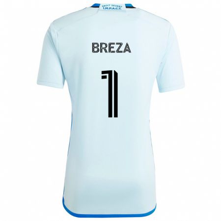 Kandiny Gyermek Sebastian Breza #1 Jégkék Idegenbeli Jersey 2024/25 Mez Póló Ing