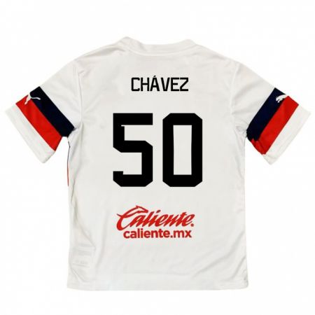 Kandiny Gyermek Mateo Chávez #50 Fehér Piros Idegenbeli Jersey 2024/25 Mez Póló Ing