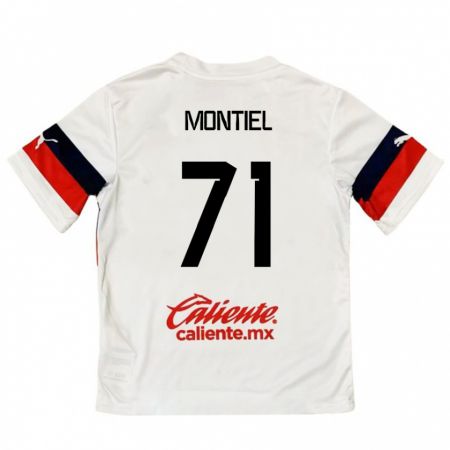 Kandiny Gyermek Erick Montiel #71 Fehér Piros Idegenbeli Jersey 2024/25 Mez Póló Ing