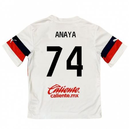 Kandiny Gyermek Mario Anaya #74 Fehér Piros Idegenbeli Jersey 2024/25 Mez Póló Ing