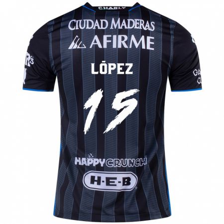 Kandiny Gyermek Víctor López #15 Fehér Fekete Idegenbeli Jersey 2024/25 Mez Póló Ing