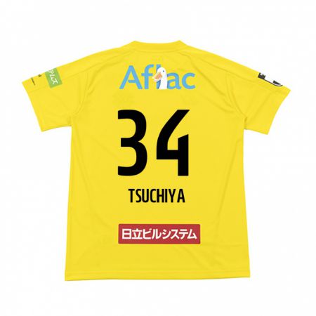 Kandiny Férfi Takumi Tsuchiya #34 Sárga Fekete Hazai Jersey 2024/25 Mez Póló Ing