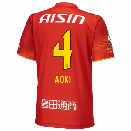 Kandiny Férfi Masamune Aoki #4 Piros Fehér Sárga Hazai Jersey 2024/25 Mez Póló Ing