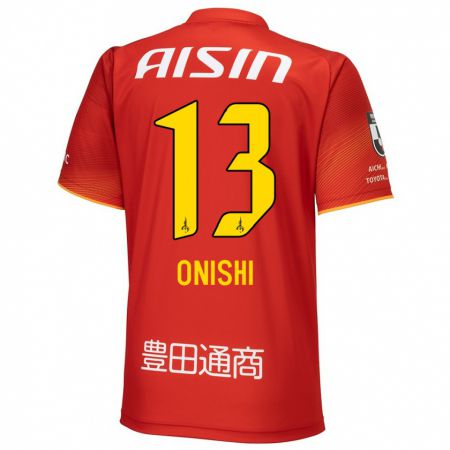 Kandiny Férfi Ritsu Onishi #13 Piros Fehér Sárga Hazai Jersey 2024/25 Mez Póló Ing