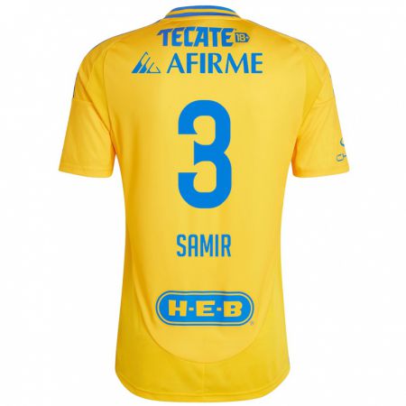 Kandiny Férfi Samir Caetano #3 Arany Sárga Hazai Jersey 2024/25 Mez Póló Ing