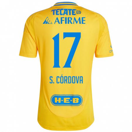 Kandiny Férfi Sebastián Córdova #17 Arany Sárga Hazai Jersey 2024/25 Mez Póló Ing