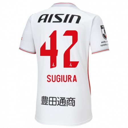 Kandiny Férfi Shungo Sugiura #42 Fehér Sárga Piros Idegenbeli Jersey 2024/25 Mez Póló Ing