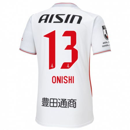 Kandiny Férfi Ritsu Onishi #13 Fehér Sárga Piros Idegenbeli Jersey 2024/25 Mez Póló Ing