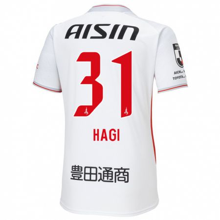 Kandiny Férfi Hiroaki Hagi #31 Fehér Sárga Piros Idegenbeli Jersey 2024/25 Mez Póló Ing