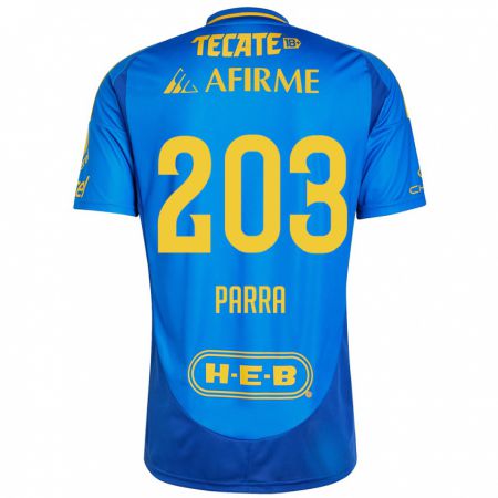 Kandiny Férfi Bernardo Parra #203 Kék Sárga Idegenbeli Jersey 2024/25 Mez Póló Ing