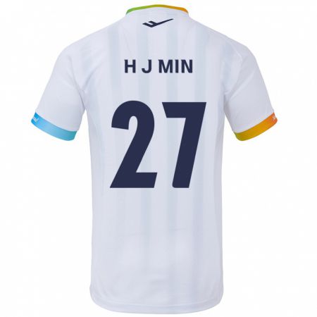 Kandiny Férfi Ji-Hoon Min #27 Fehér Kék Idegenbeli Jersey 2024/25 Mez Póló Ing