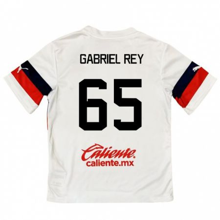 Kandiny Férfi Luis Gabriel Rey #65 Fehér Piros Idegenbeli Jersey 2024/25 Mez Póló Ing