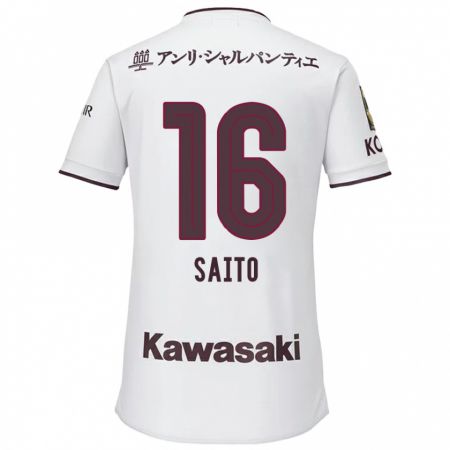 Kandiny Női Mitsuki Saito #16 Fehér Piros Idegenbeli Jersey 2024/25 Mez Póló Ing