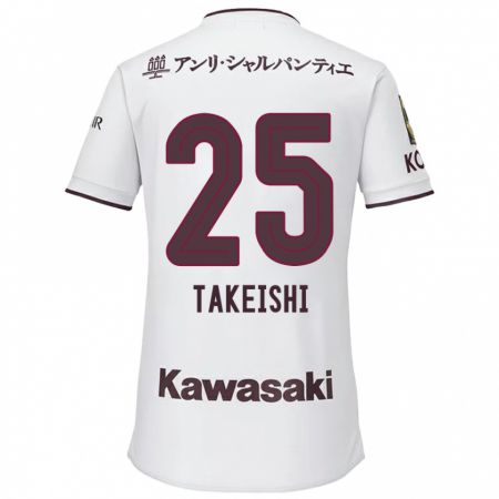 Kandiny Női Tsubasa Takeishi #25 Fehér Piros Idegenbeli Jersey 2024/25 Mez Póló Ing