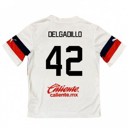 Kandiny Női Diego Delgadillo #42 Fehér Piros Idegenbeli Jersey 2024/25 Mez Póló Ing