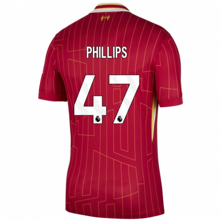 Kandiny Gyermek Nathaniel Phillips #47 Piros Sárga Fehér Hazai Jersey 2024/25 Mez Póló Ing