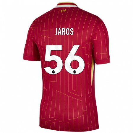 Kandiny Gyermek Vitezslav Jaros #56 Piros Sárga Fehér Hazai Jersey 2024/25 Mez Póló Ing