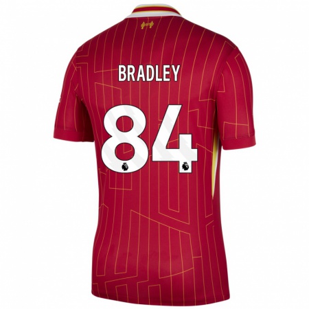 Kandiny Gyermek Conor Bradley #84 Piros Sárga Fehér Hazai Jersey 2024/25 Mez Póló Ing