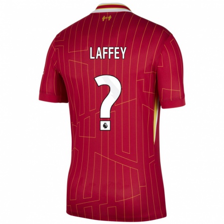 Kandiny Gyermek Michael Laffey #0 Piros Sárga Fehér Hazai Jersey 2024/25 Mez Póló Ing