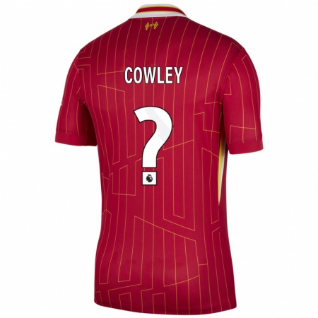 Kandiny Gyermek Ryan Cowley #0 Piros Sárga Fehér Hazai Jersey 2024/25 Mez Póló Ing