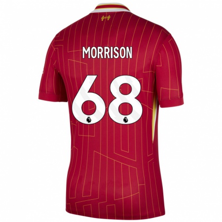 Kandiny Gyermek Kieran Morrison #68 Piros Sárga Fehér Hazai Jersey 2024/25 Mez Póló Ing