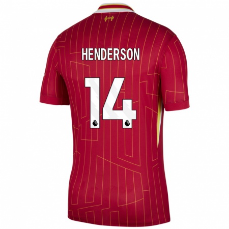 Kandiny Gyermek Henderson #14 Piros Sárga Fehér Hazai Jersey 2024/25 Mez Póló Ing