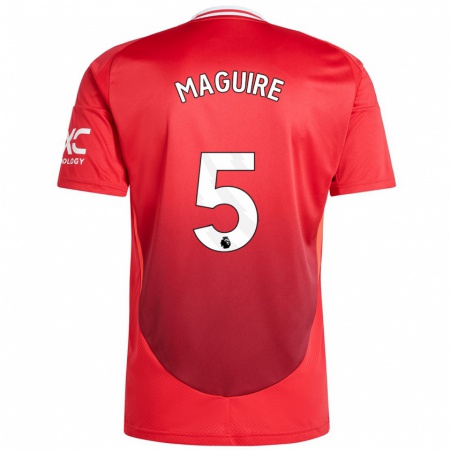 Kandiny Gyermek Harry Maguire #5 Élénkpiros Hazai Jersey 2024/25 Mez Póló Ing