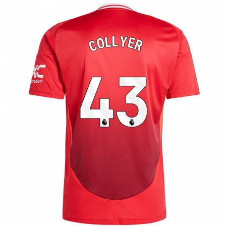 Kandiny Gyermek Toby Collyer #43 Élénkpiros Hazai Jersey 2024/25 Mez Póló Ing