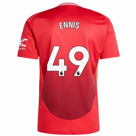 Kandiny Gyermek Ethan Ennis #49 Élénkpiros Hazai Jersey 2024/25 Mez Póló Ing