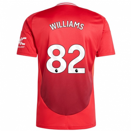 Kandiny Gyermek Ethan Williams #82 Élénkpiros Hazai Jersey 2024/25 Mez Póló Ing