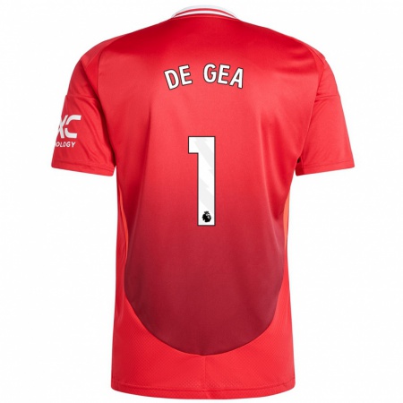 Kandiny Gyermek David De Gea #1 Élénkpiros Hazai Jersey 2024/25 Mez Póló Ing