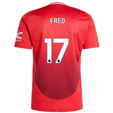 Kandiny Gyermek Fred #17 Élénkpiros Hazai Jersey 2024/25 Mez Póló Ing