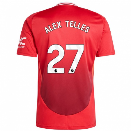 Kandiny Gyermek Alex Nicolao Telles #27 Élénkpiros Hazai Jersey 2024/25 Mez Póló Ing