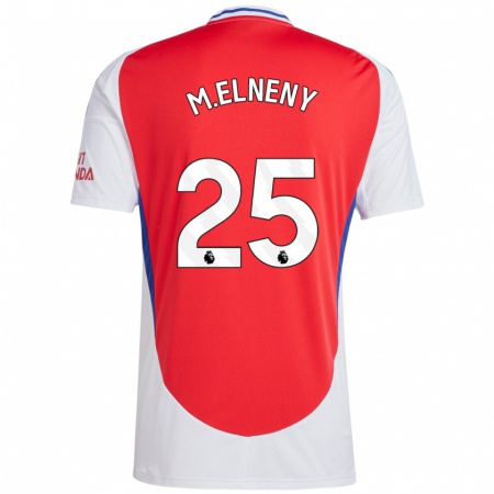 Kandiny Gyermek Mohamed Elneny #25 Piros Fehér Hazai Jersey 2024/25 Mez Póló Ing