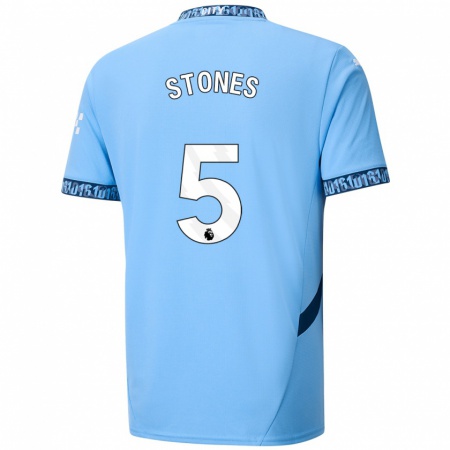 Kandiny Gyermek John Stones #5 Sötétkék Hazai Jersey 2024/25 Mez Póló Ing