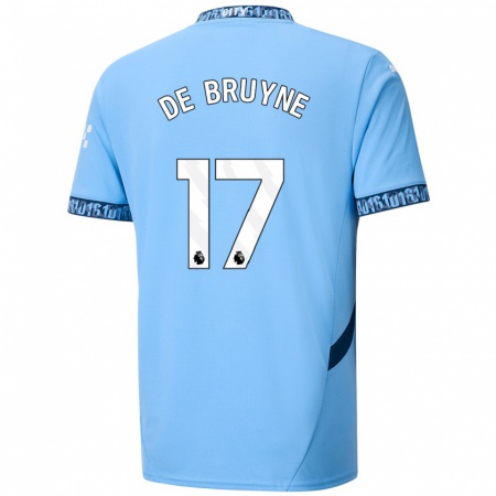 Kandiny Gyermek Kevin De Bruyne #17 Sötétkék Hazai Jersey 2024/25 Mez Póló Ing