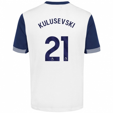 Kandiny Gyermek Dejan Kulusevski #21 Fehér Kék Hazai Jersey 2024/25 Mez Póló Ing