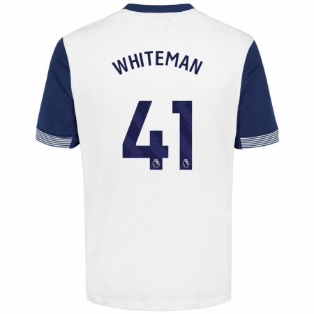 Kandiny Gyermek Alfie Whiteman #41 Fehér Kék Hazai Jersey 2024/25 Mez Póló Ing