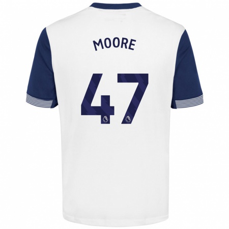 Kandiny Gyermek Mikey Moore #47 Fehér Kék Hazai Jersey 2024/25 Mez Póló Ing