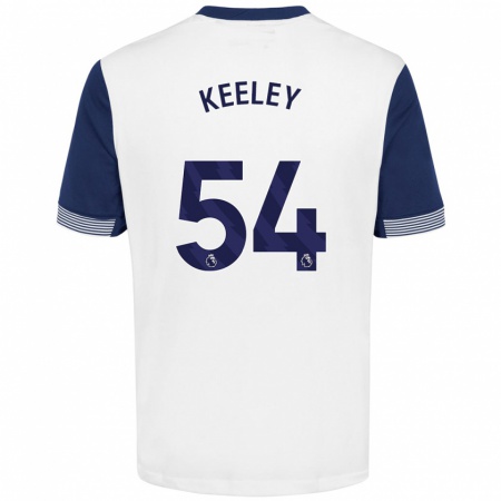 Kandiny Gyermek Josh Keeley #54 Fehér Kék Hazai Jersey 2024/25 Mez Póló Ing