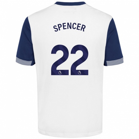 Kandiny Gyermek Rebecca Spencer #22 Fehér Kék Hazai Jersey 2024/25 Mez Póló Ing