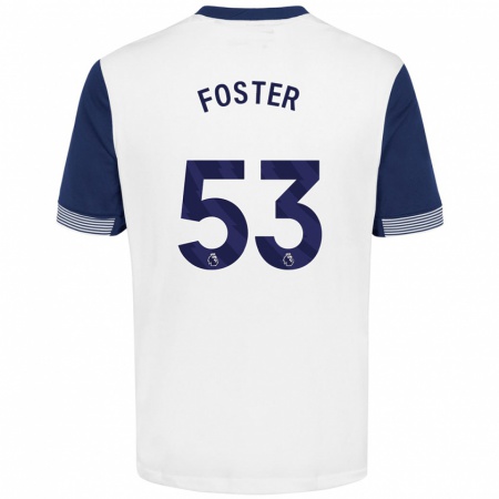 Kandiny Gyermek Brooklyn Lyons-Foster #53 Fehér Kék Hazai Jersey 2024/25 Mez Póló Ing