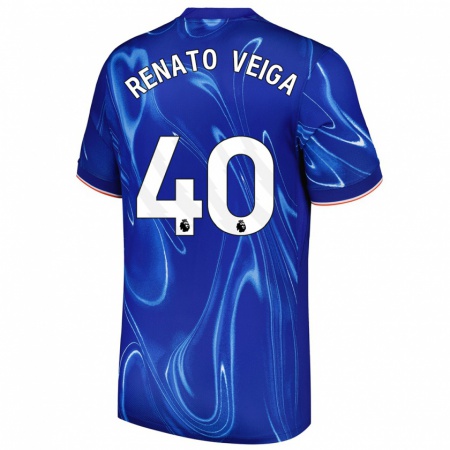 Kandiny Gyermek Renato Veiga #40 Kék Fehér Hazai Jersey 2024/25 Mez Póló Ing