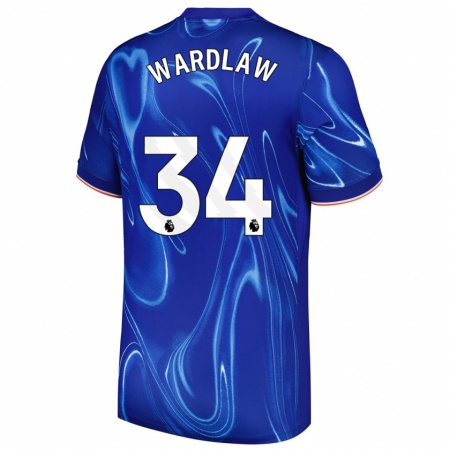 Kandiny Gyermek Charlotte Wardlaw #34 Kék Fehér Hazai Jersey 2024/25 Mez Póló Ing