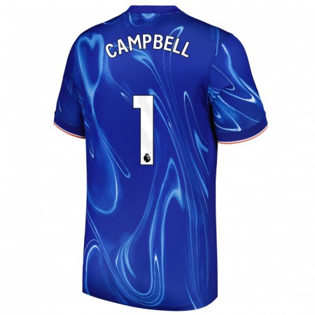 Kandiny Gyermek Luke Campbell #1 Kék Fehér Hazai Jersey 2024/25 Mez Póló Ing