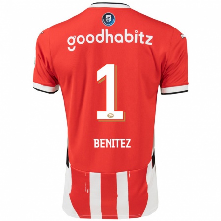 Kandiny Gyermek Walter Benítez #1 Piros Fehér Hazai Jersey 2024/25 Mez Póló Ing