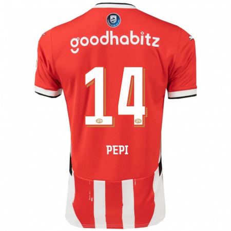 Kandiny Gyermek Ricardo Pepi #14 Piros Fehér Hazai Jersey 2024/25 Mez Póló Ing