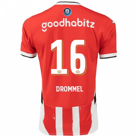 Kandiny Gyermek Joël Drommel #16 Piros Fehér Hazai Jersey 2024/25 Mez Póló Ing