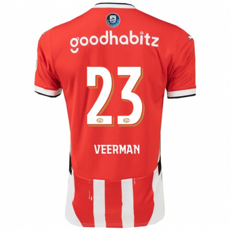 Kandiny Gyermek Joey Veerman #23 Piros Fehér Hazai Jersey 2024/25 Mez Póló Ing